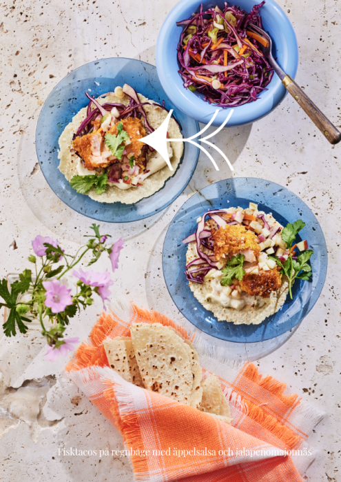 Fisktacos på regnbåge